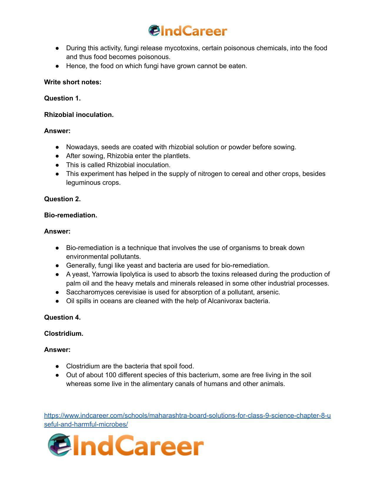 Maharashtra Board Solutions for Class 9- Science: Chapter 8- Useful and Harmful Microbes - Page 32
