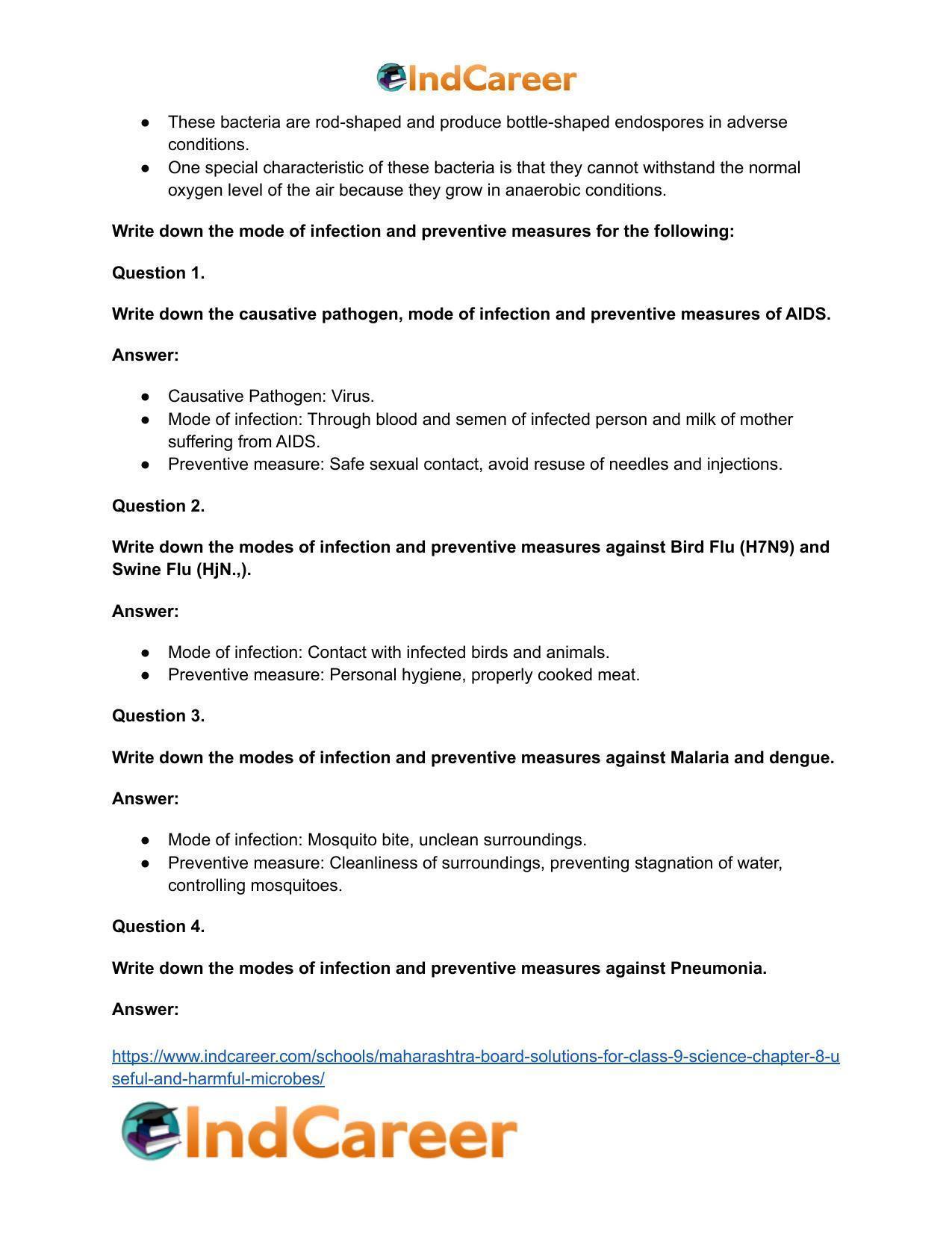 Maharashtra Board Solutions for Class 9- Science: Chapter 8- Useful and Harmful Microbes - Page 33