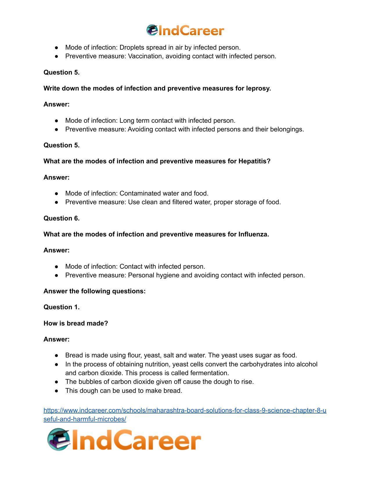 Maharashtra Board Solutions for Class 9- Science: Chapter 8- Useful and Harmful Microbes - Page 34