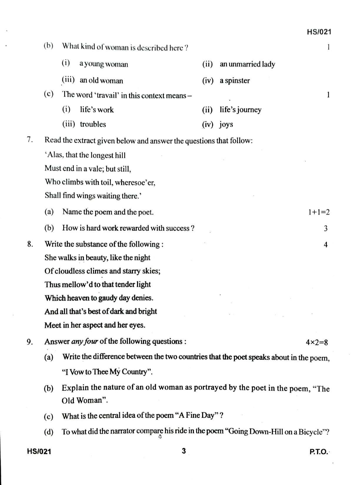 MBSE HSLC/Class 10 2021 Question Paper - Page 3