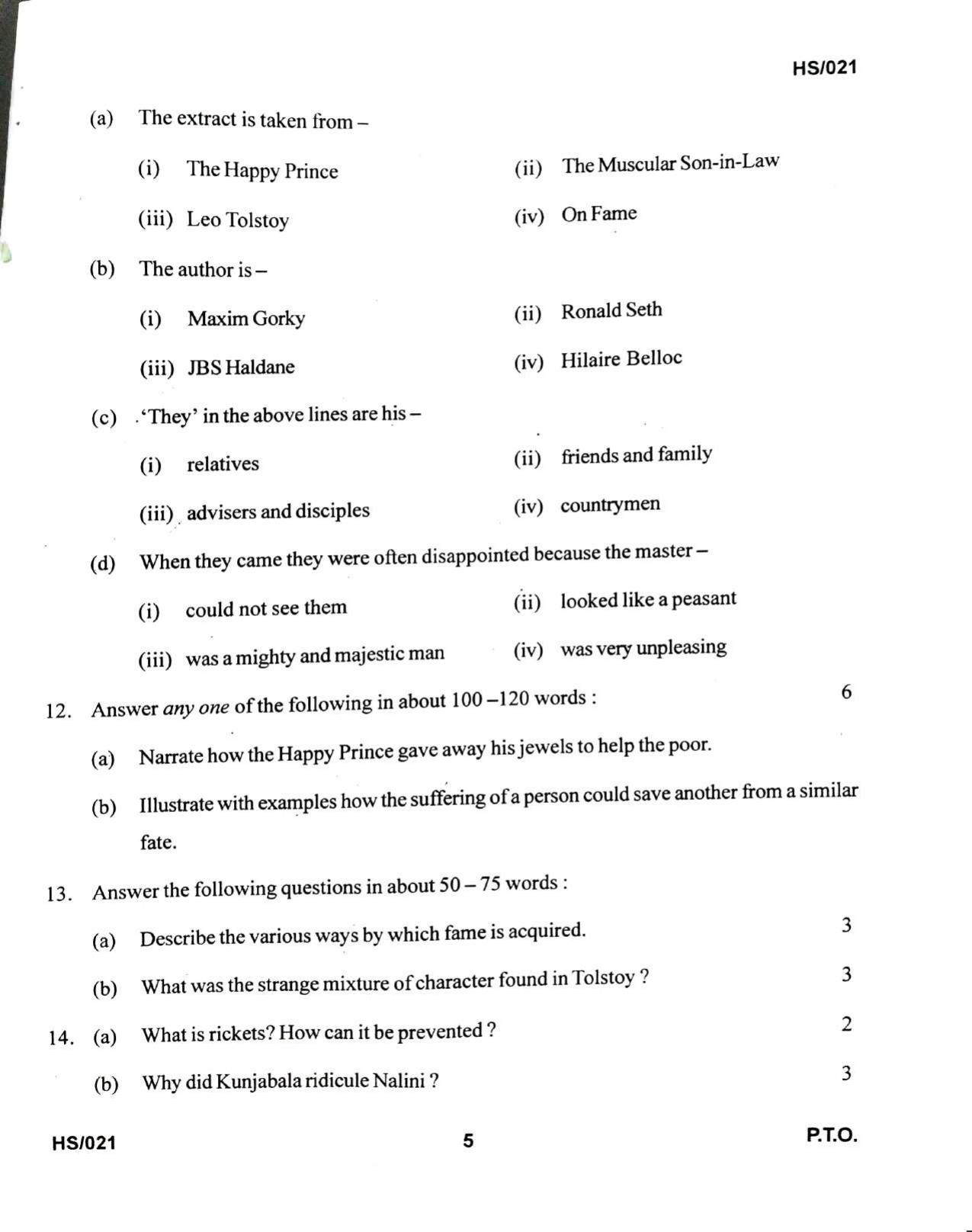 MBSE HSLC/Class 10 2021 Question Paper - Page 5