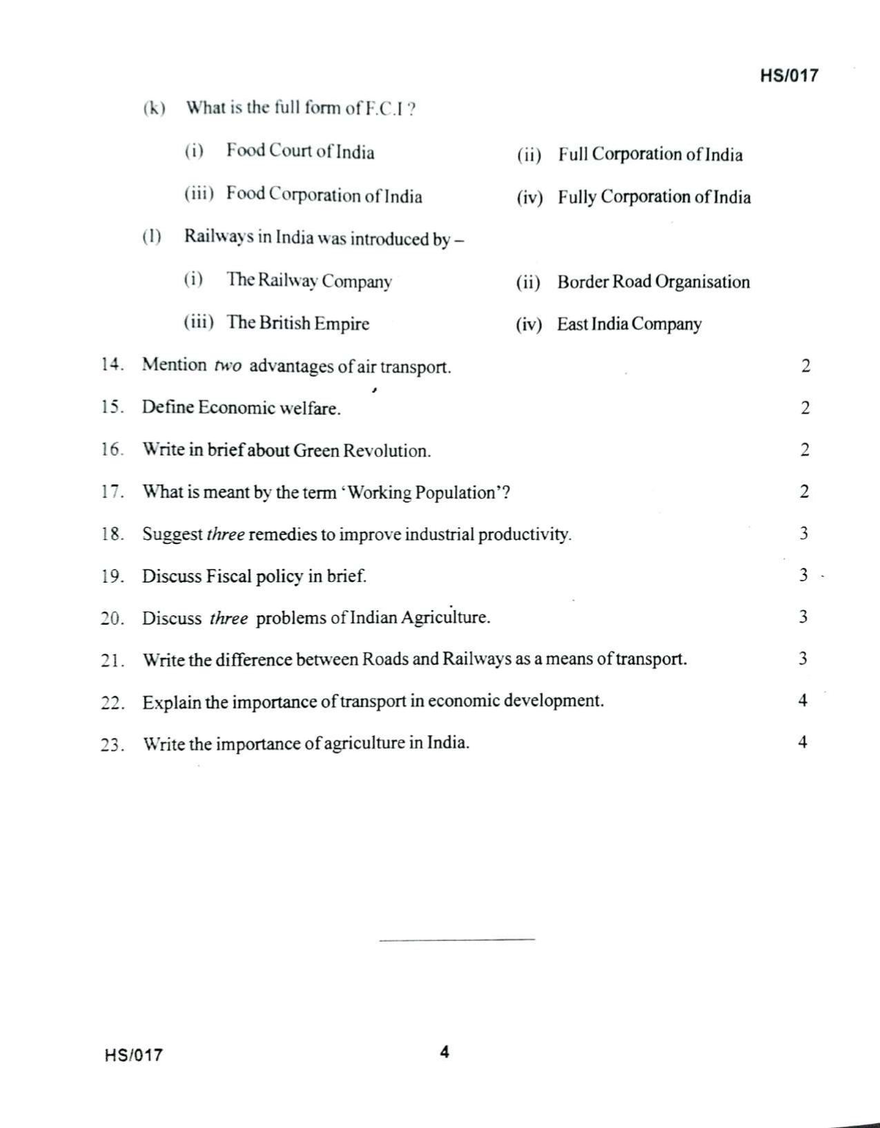 MBSE HSLC/Class 10 2021 Question Paper - Page 17