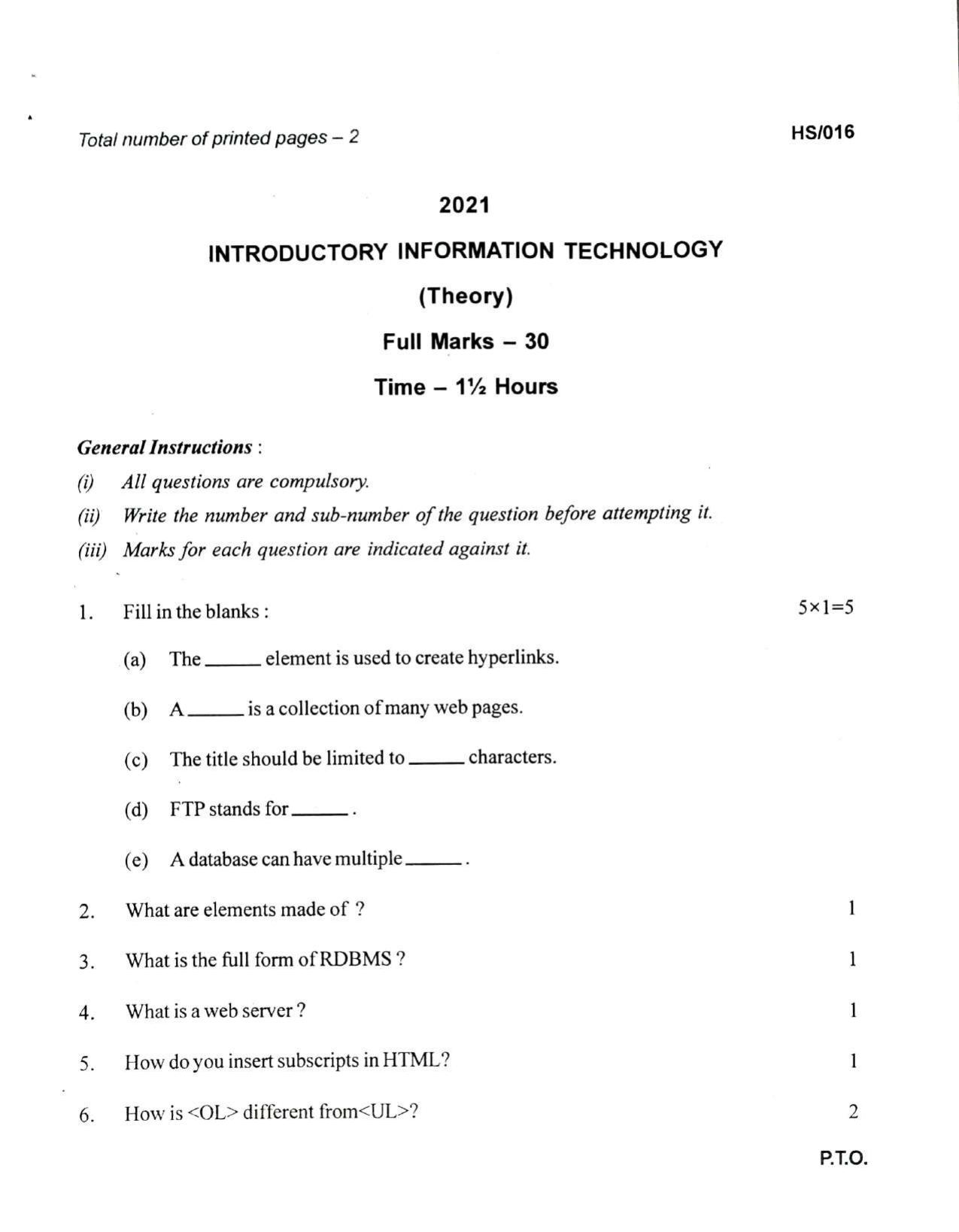 MBSE HSLC/Class 10 2021 Question Paper - Page 31