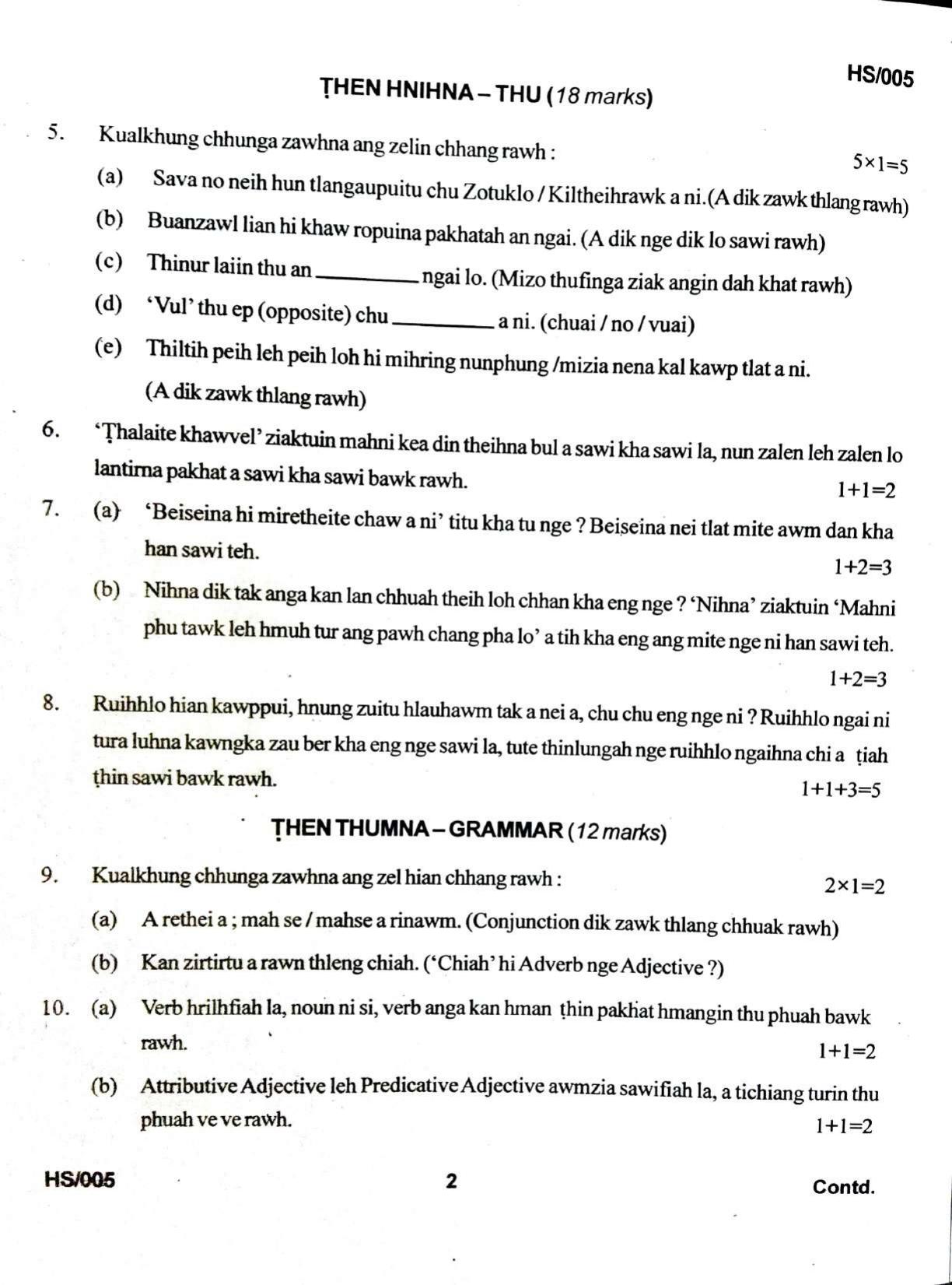 MBSE HSLC/Class 10 2021 Question Paper - Page 52