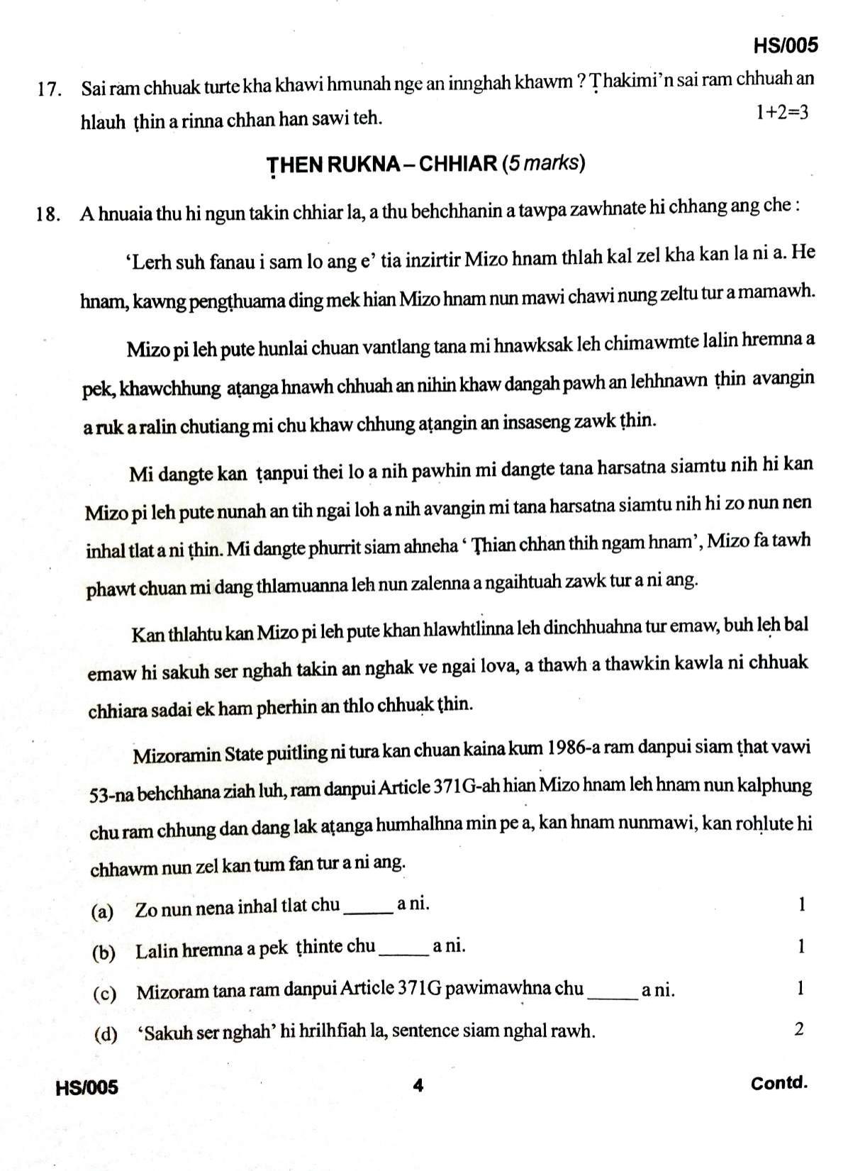 MBSE HSLC/Class 10 2021 Question Paper - Page 54
