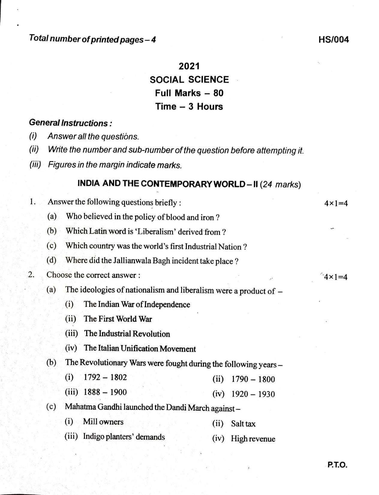MBSE HSLC/Class 10 2021 Question Paper - Page 61