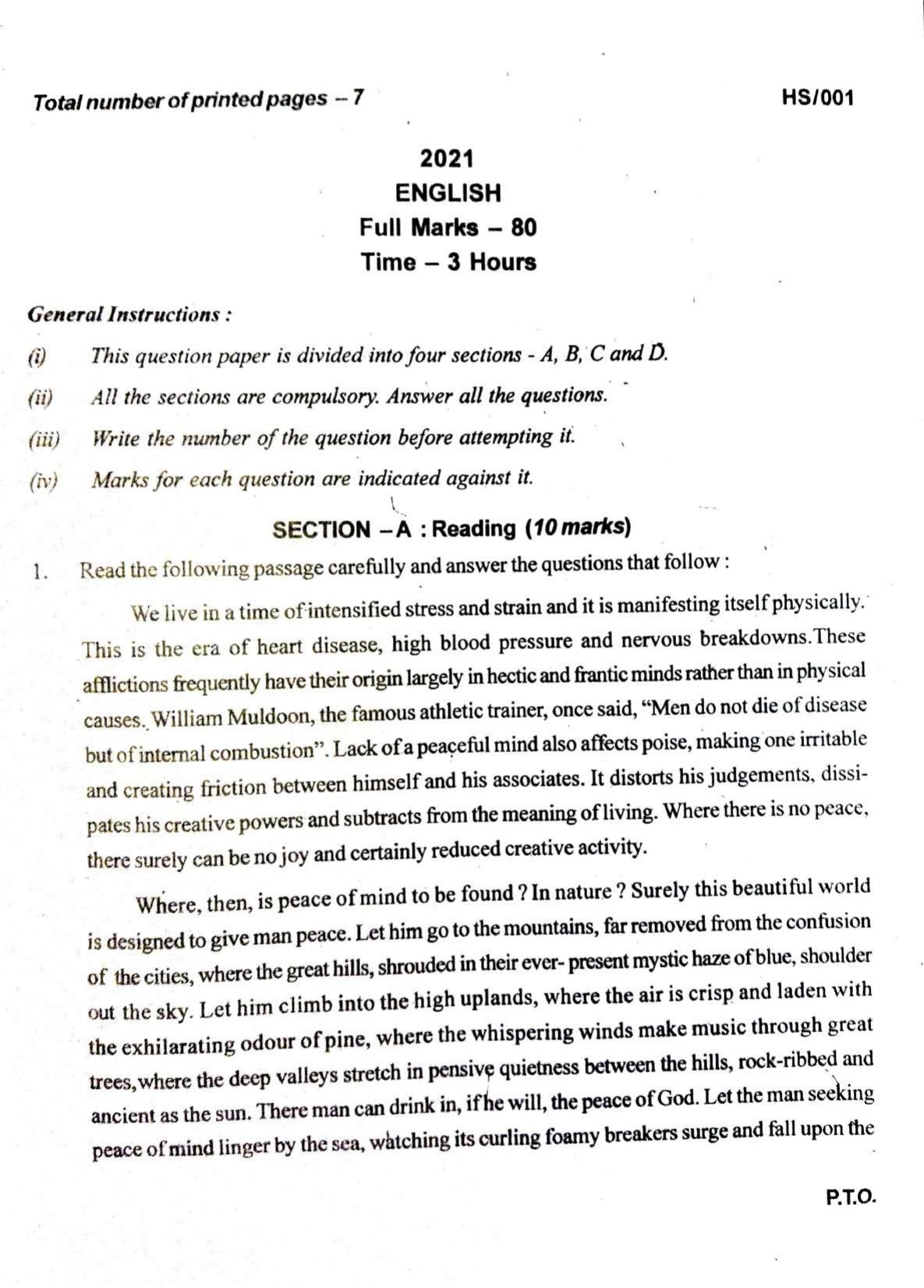 MBSE HSLC/Class 10 2021 Question Paper - Page 65