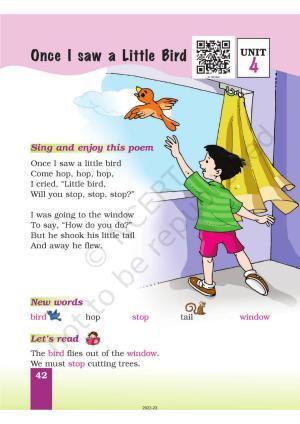 NCERT Book for Class 1 English (Marigold):Unit 4 Poem-Once I Saw a Little Bird