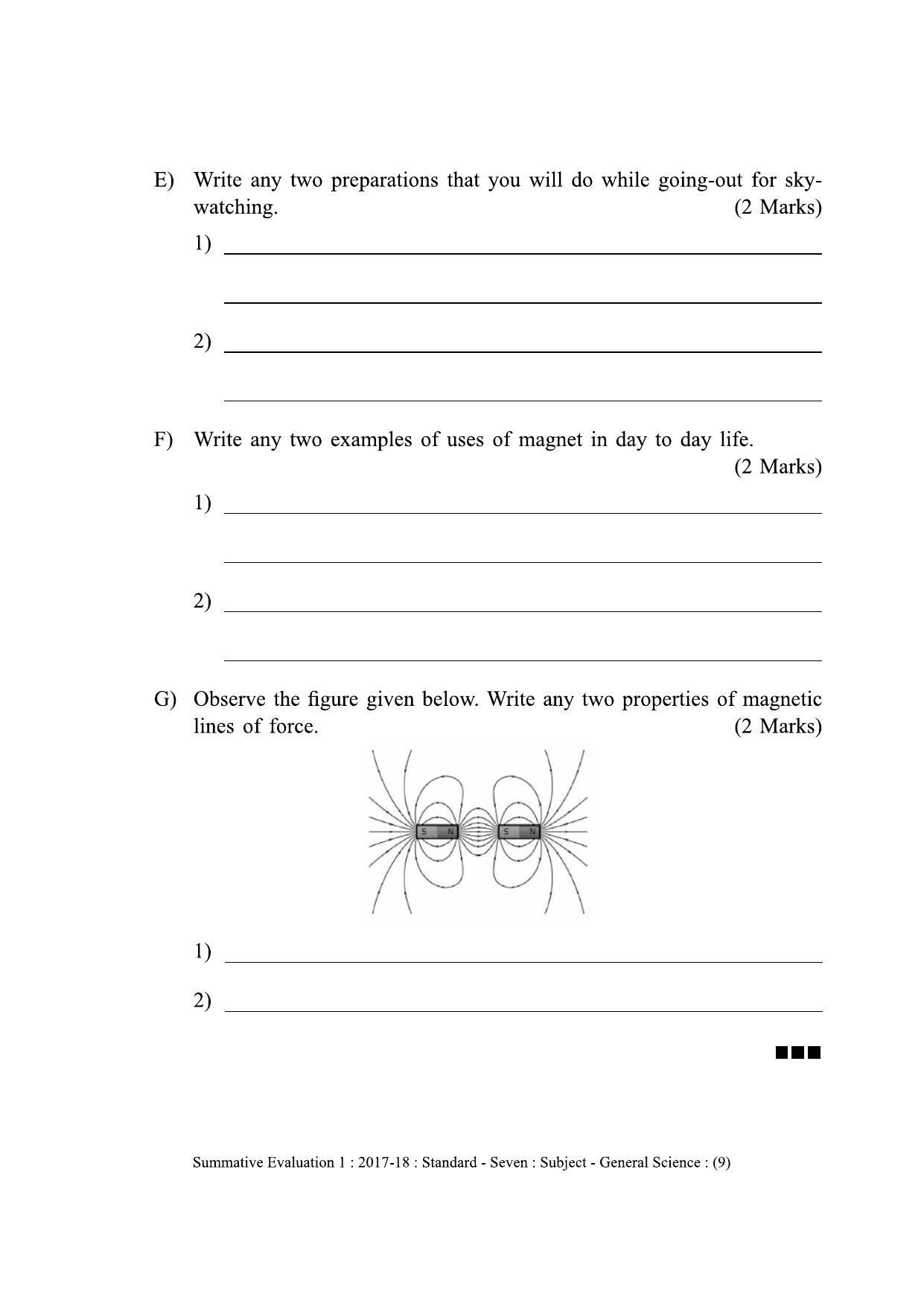 Maharashtra Board Class 7 Science (English Medium) विज्ञान - इंग्रजी माध्यम Sample Question Paper - Page 9