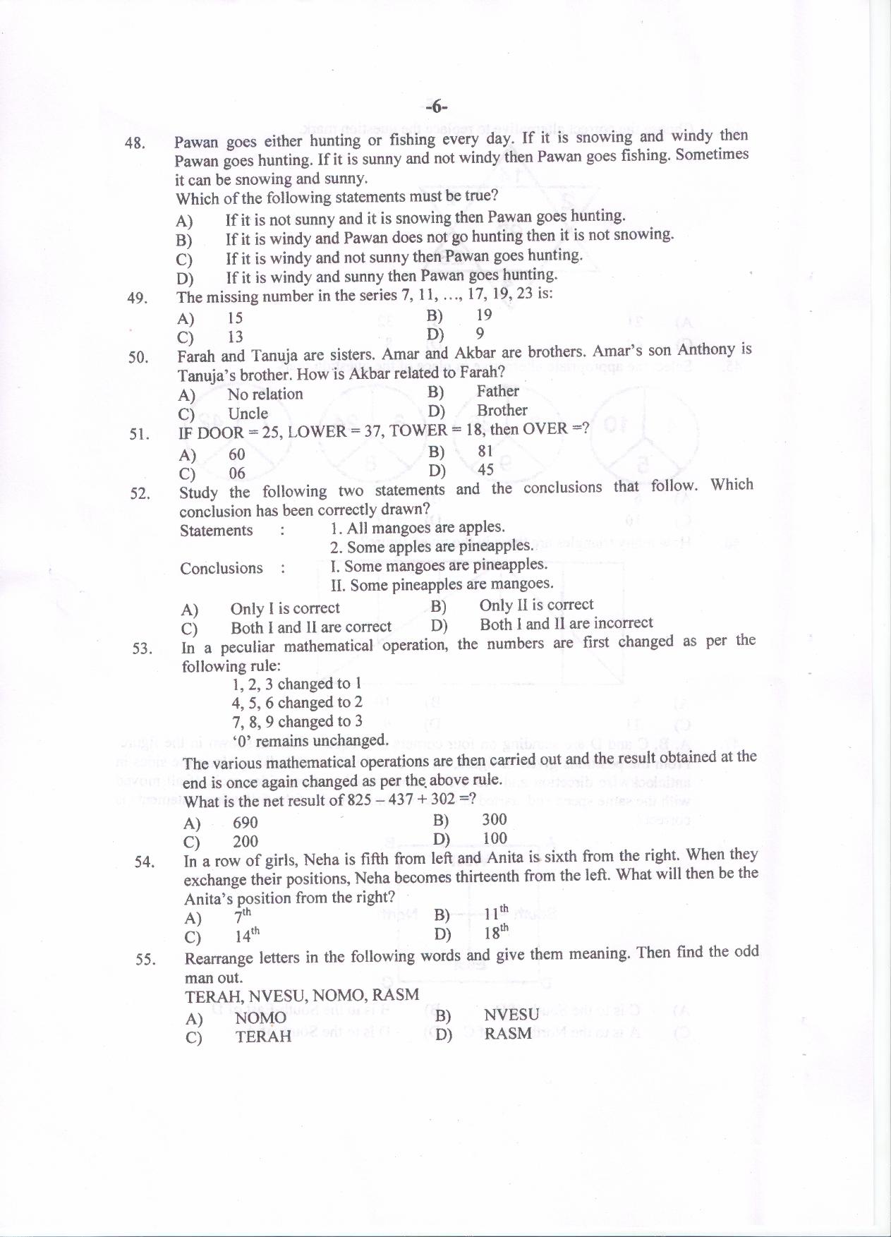 PU MET 2014 Question Booklet with Key - Page 6