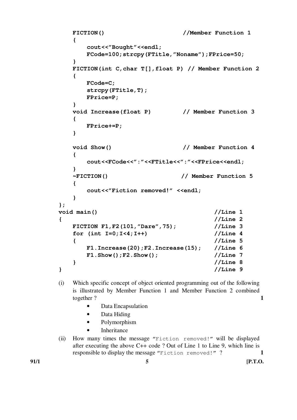 CBSE Class 12 91-1 COMPUTER SCIENCE 2016 Question Paper - Page 5