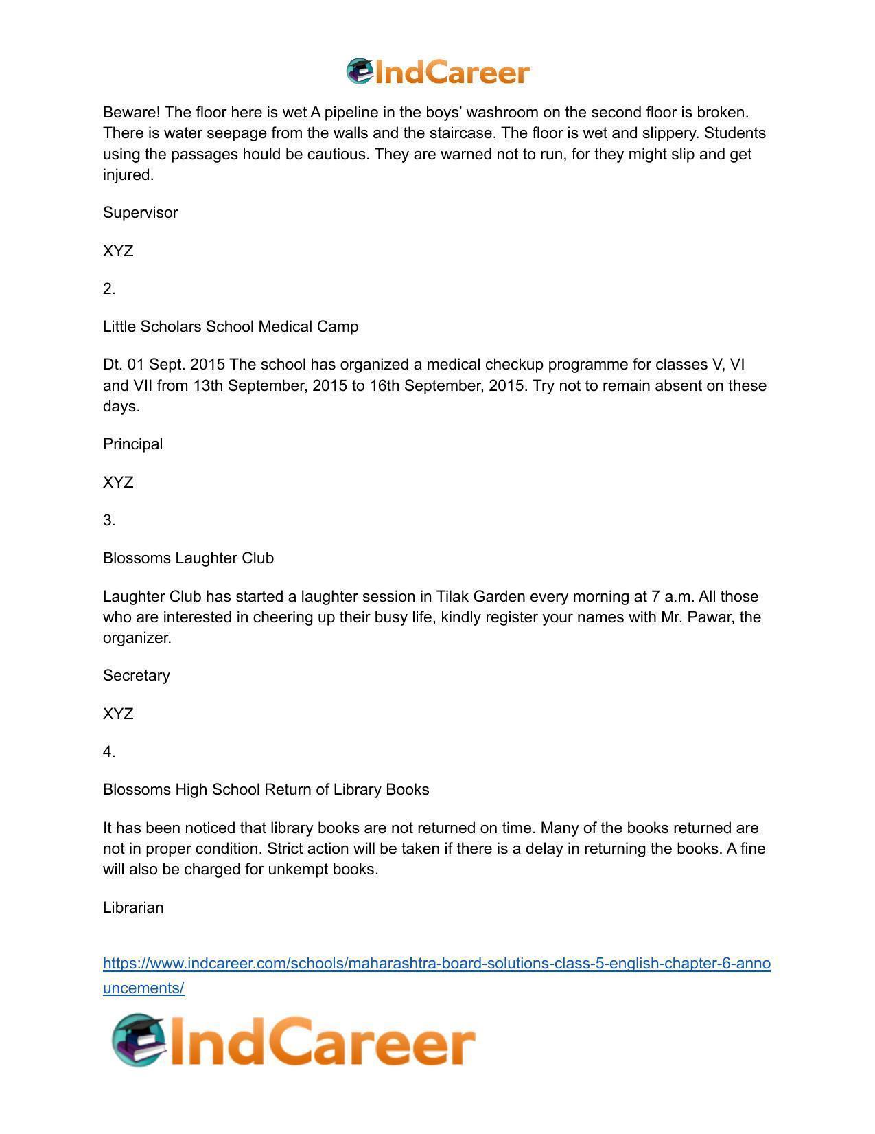 Maharashtra Board Solutions Class 5-English: Chapter 6- Announcements - Page 5