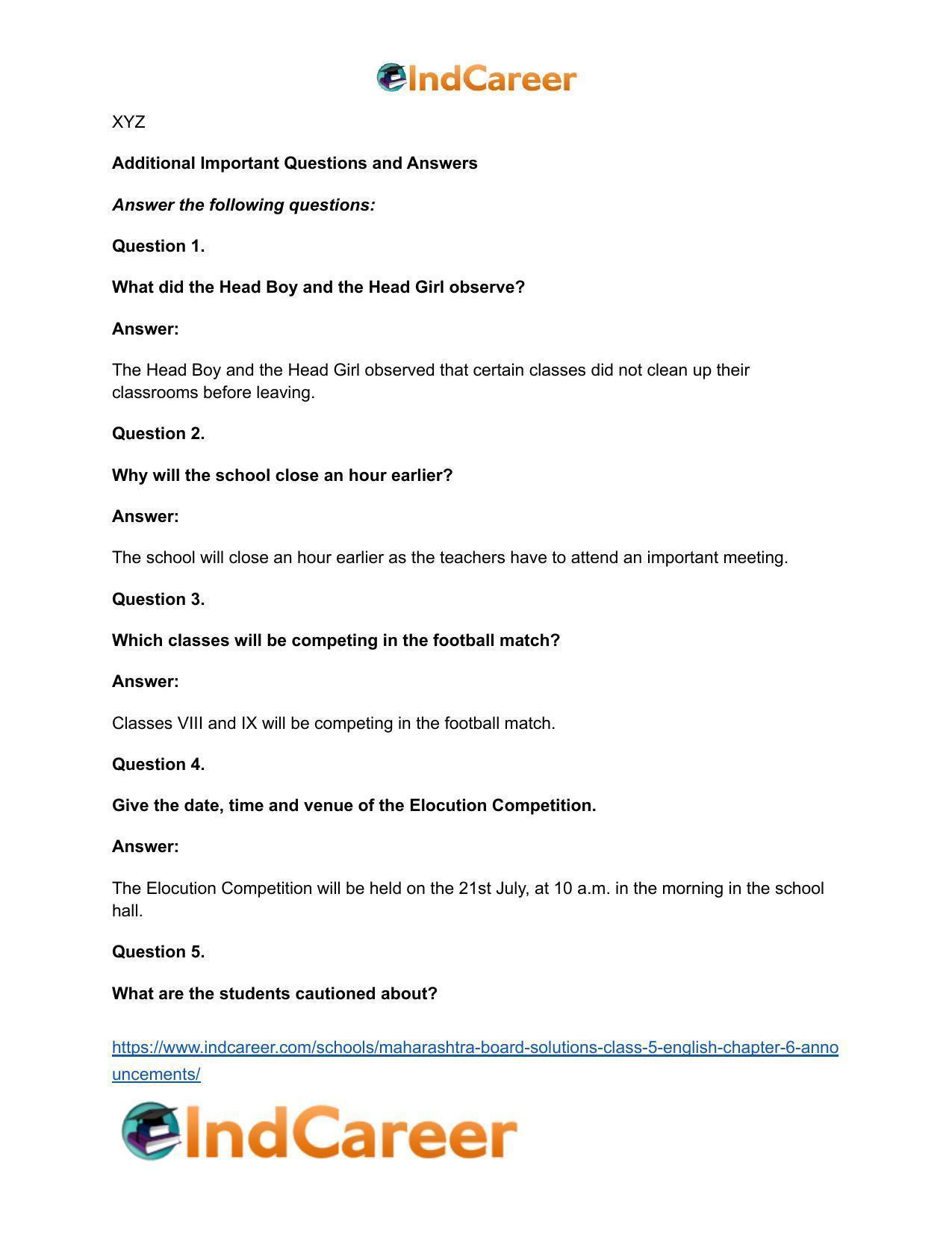 Maharashtra Board Solutions Class 5-English: Chapter 6- Announcements - Page 6
