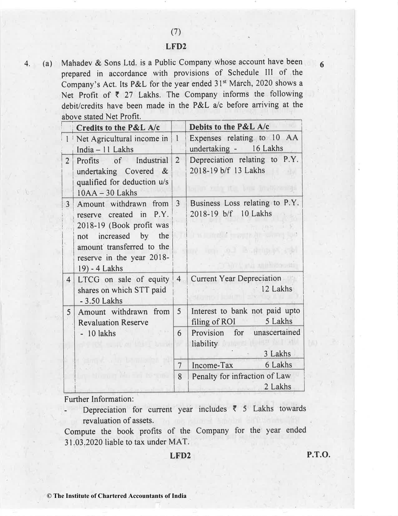 CA Final Nov 2020 Question Paper - Paper 7 – Direct Tax Laws and International Taxation - Page 7