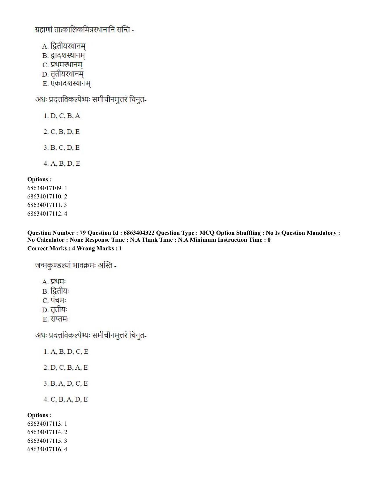 CUET PG 2023: ACQP11 – Jyotish -Falit (BHU) (Hindi) - Shift 1 (5-06-2023) Question Paper - Page 116