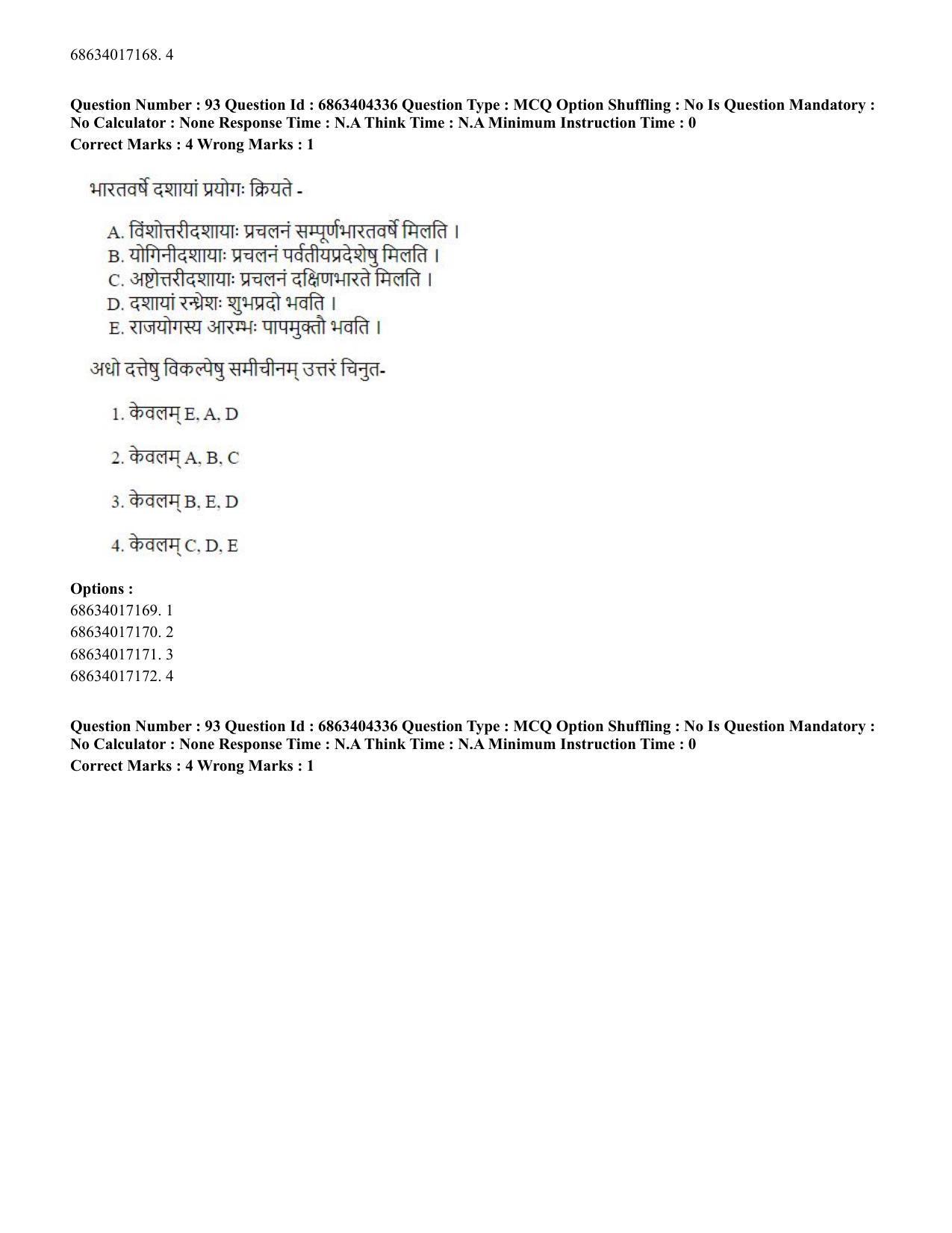 CUET PG 2023: ACQP11 – Jyotish -Falit (BHU) (Hindi) - Shift 1 (5-06-2023) Question Paper - Page 142
