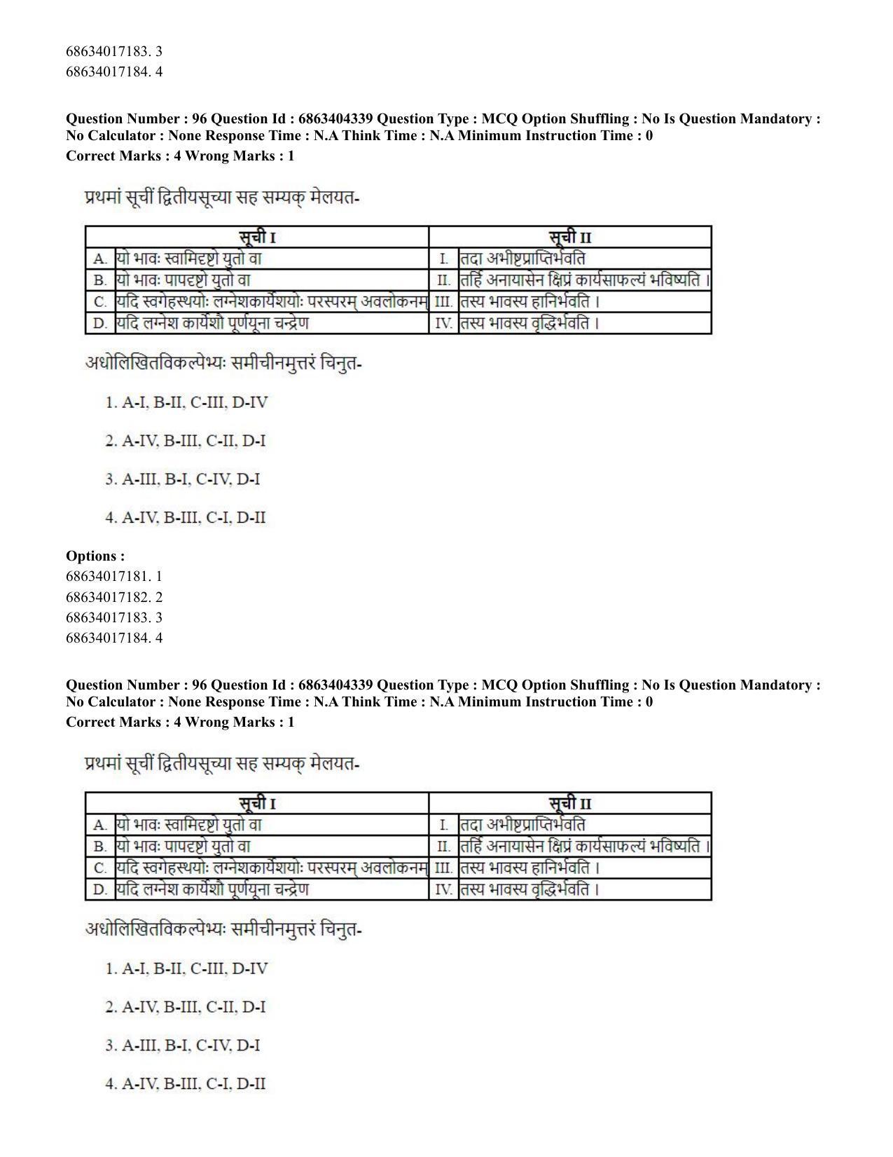 CUET PG 2023: ACQP11 – Jyotish -Falit (BHU) (Hindi) - Shift 1 (5-06-2023) Question Paper - Page 148