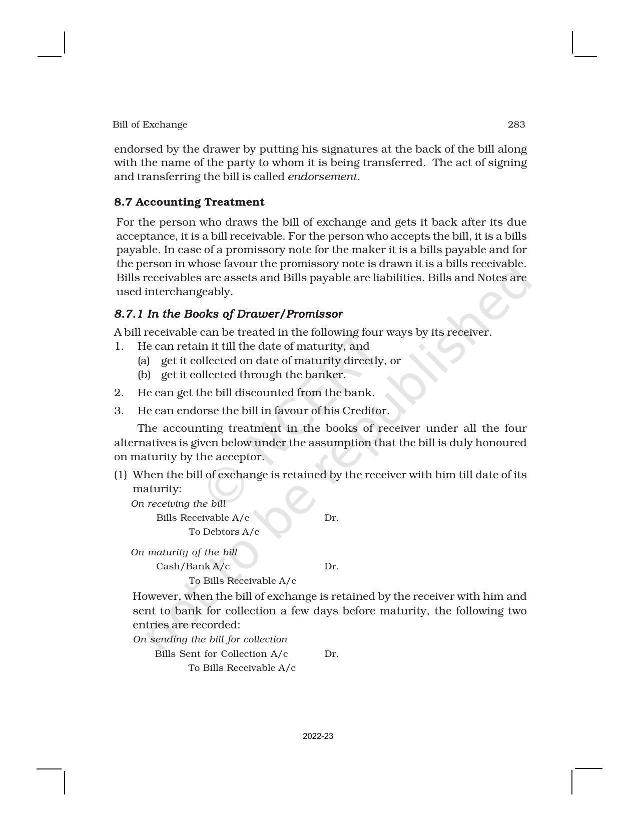 NCERT Book for Class 11 Accountancy (Part-I) Chapter 8 Bills of Exchange - Page 7