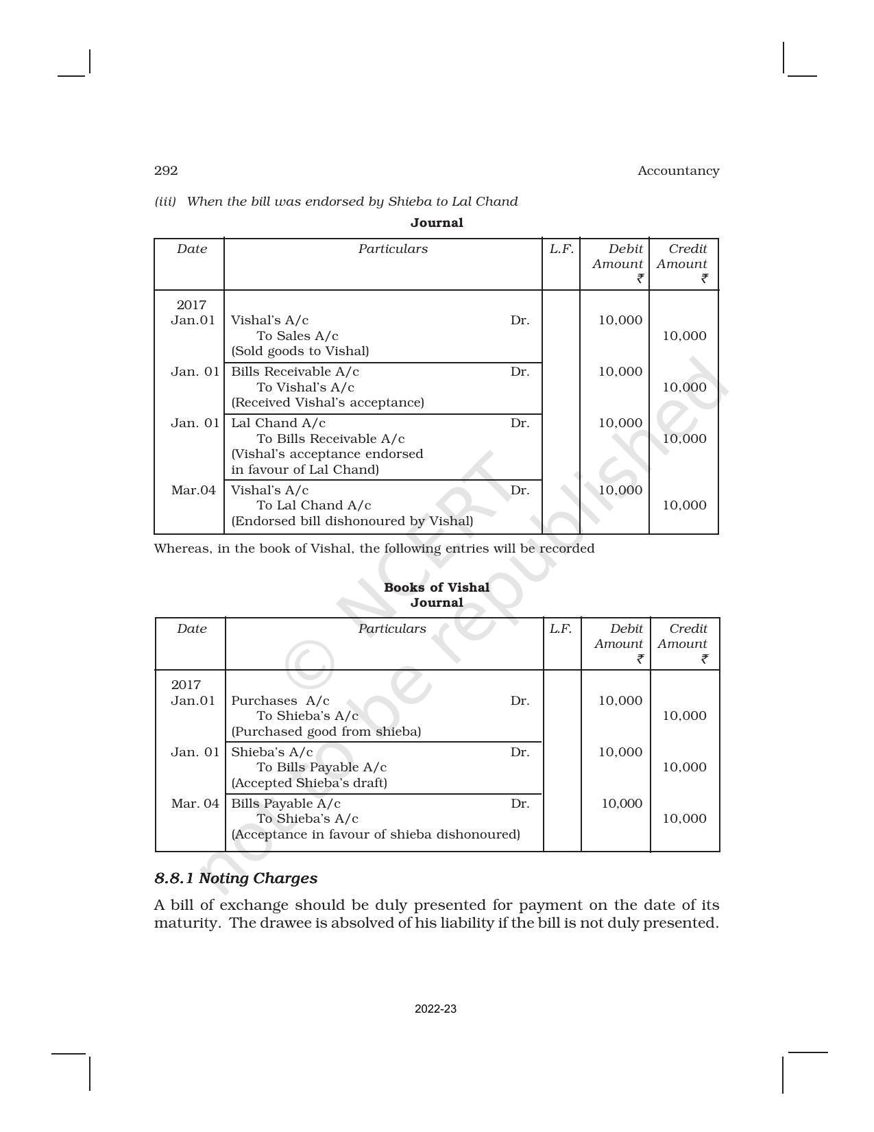 NCERT Book for Class 11 Accountancy (Part-I) Chapter 8 Bills of Exchange - Page 16