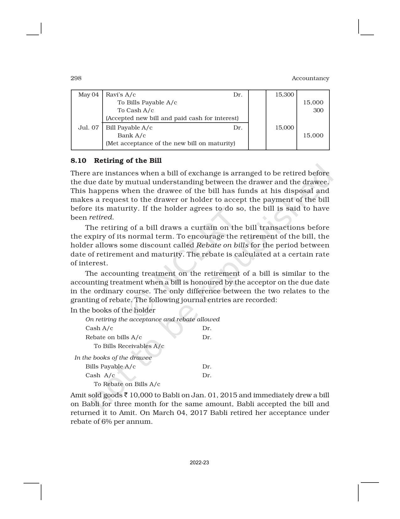 NCERT Book for Class 11 Accountancy (Part-I) Chapter 8 Bills of Exchange - Page 22