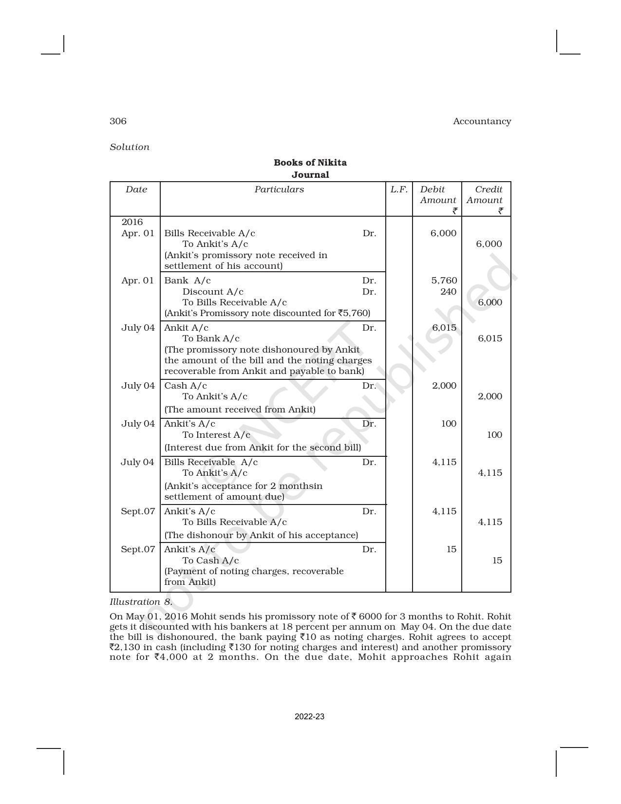 NCERT Book for Class 11 Accountancy (Part-I) Chapter 8 Bills of Exchange - Page 30