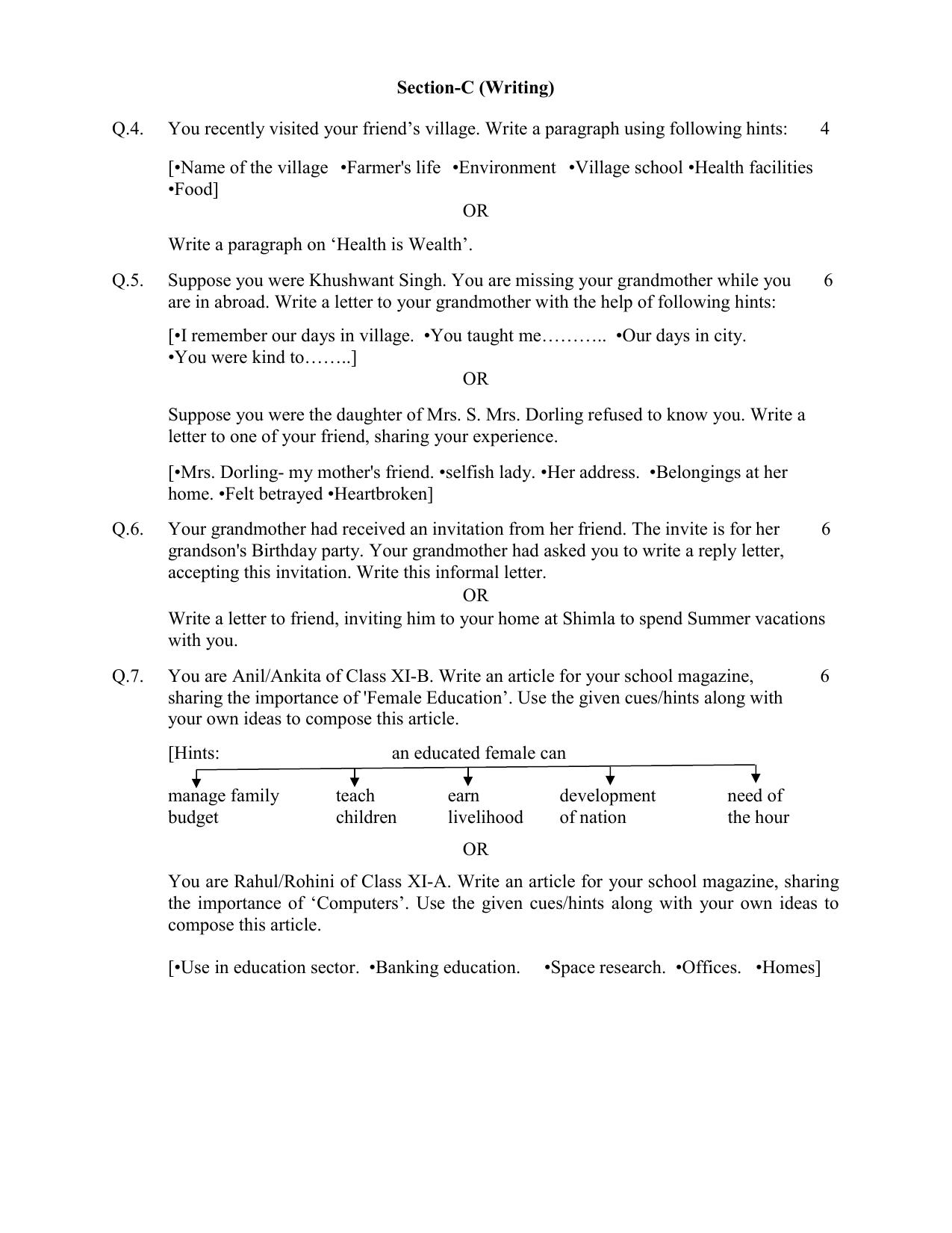 HPBOSE Class 11th English Sample Question Papers 2025 - Page 5