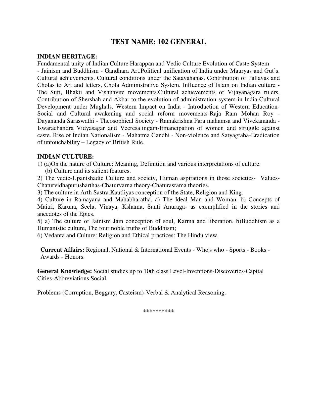 AP PGCET GENERAL Syllabus - Page 1