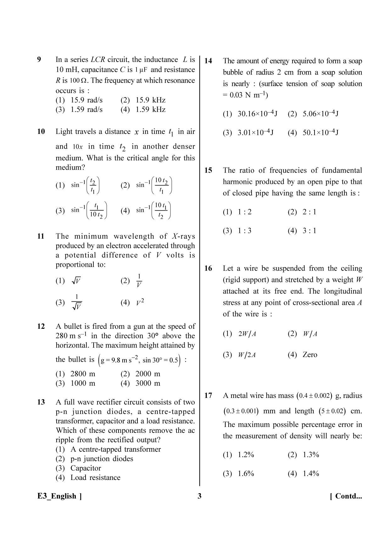NEET 2023 E5 Official Answer Key - Page 3