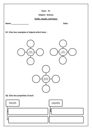 Worksheet for Class 4 Science Solids, Liquids and Gases Assignment