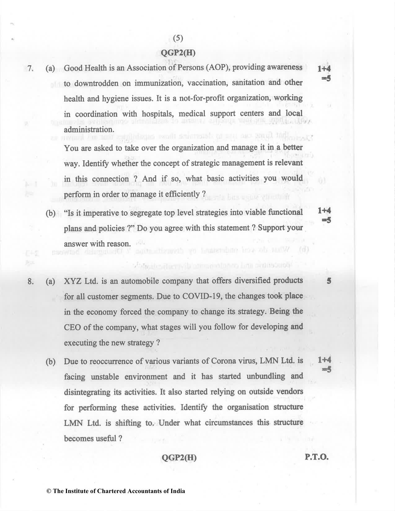 CA Inter May 2022 Question Paper - Paper 7 – Enterprise Information Systems & Strategic Management - Page 5