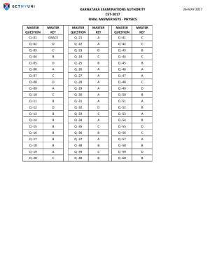 KCET Answer Key 2017 Question Papers