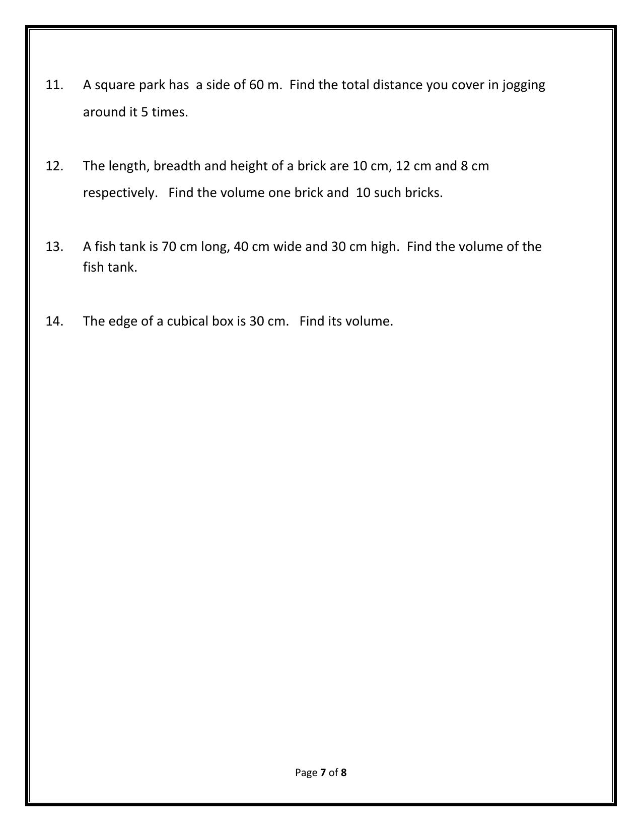 Worksheet for Class 5 Maths Area and Perimeter Assignment 1 - Page 5