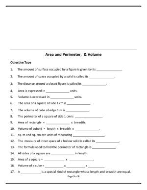 Worksheet for Class 5 Maths Area and Perimeter Assignment 1