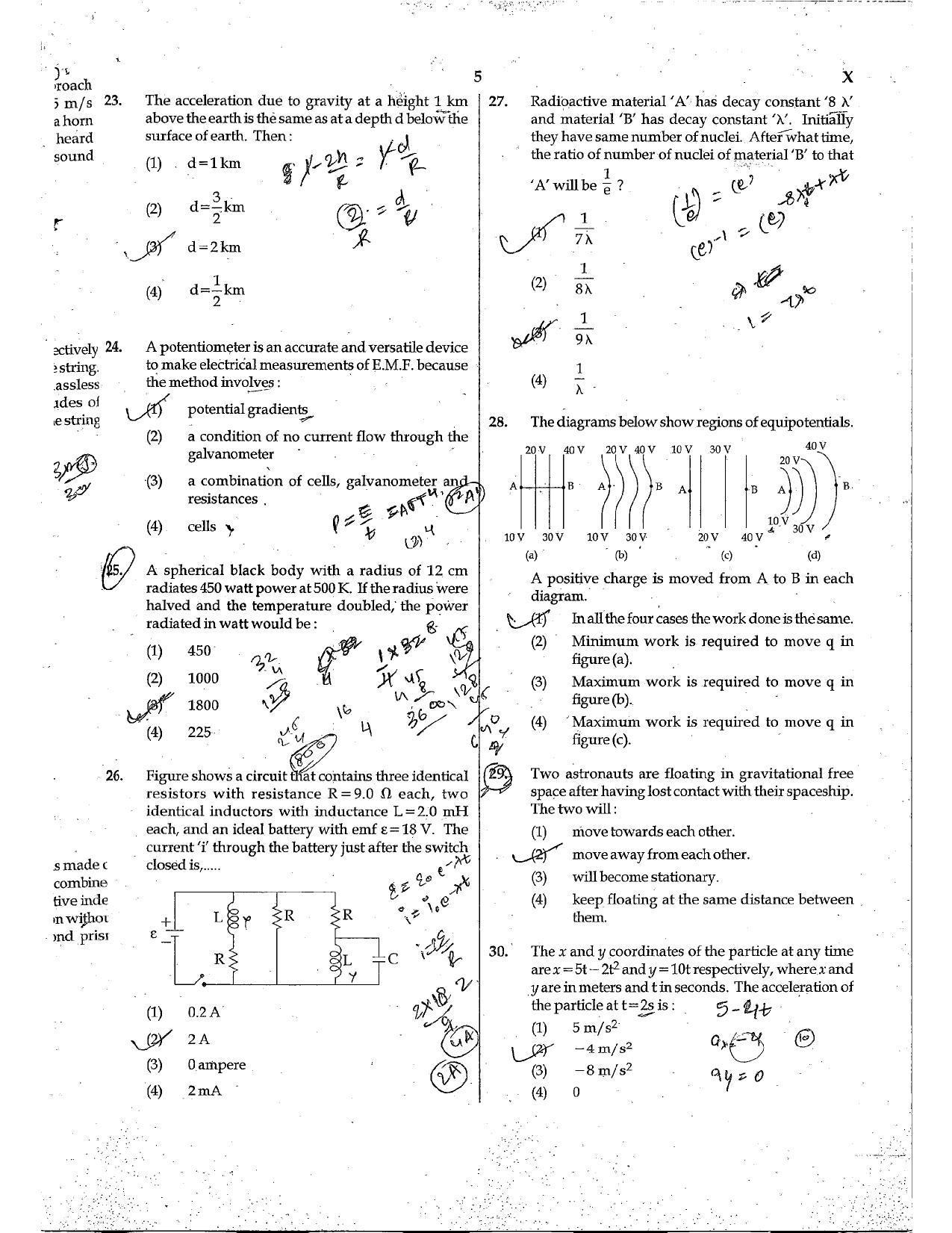 NEET Code X 2017 Question Paper - Page 5