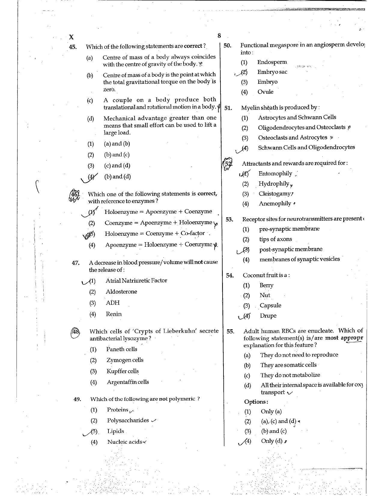 NEET Code X 2017 Question Paper - Page 8