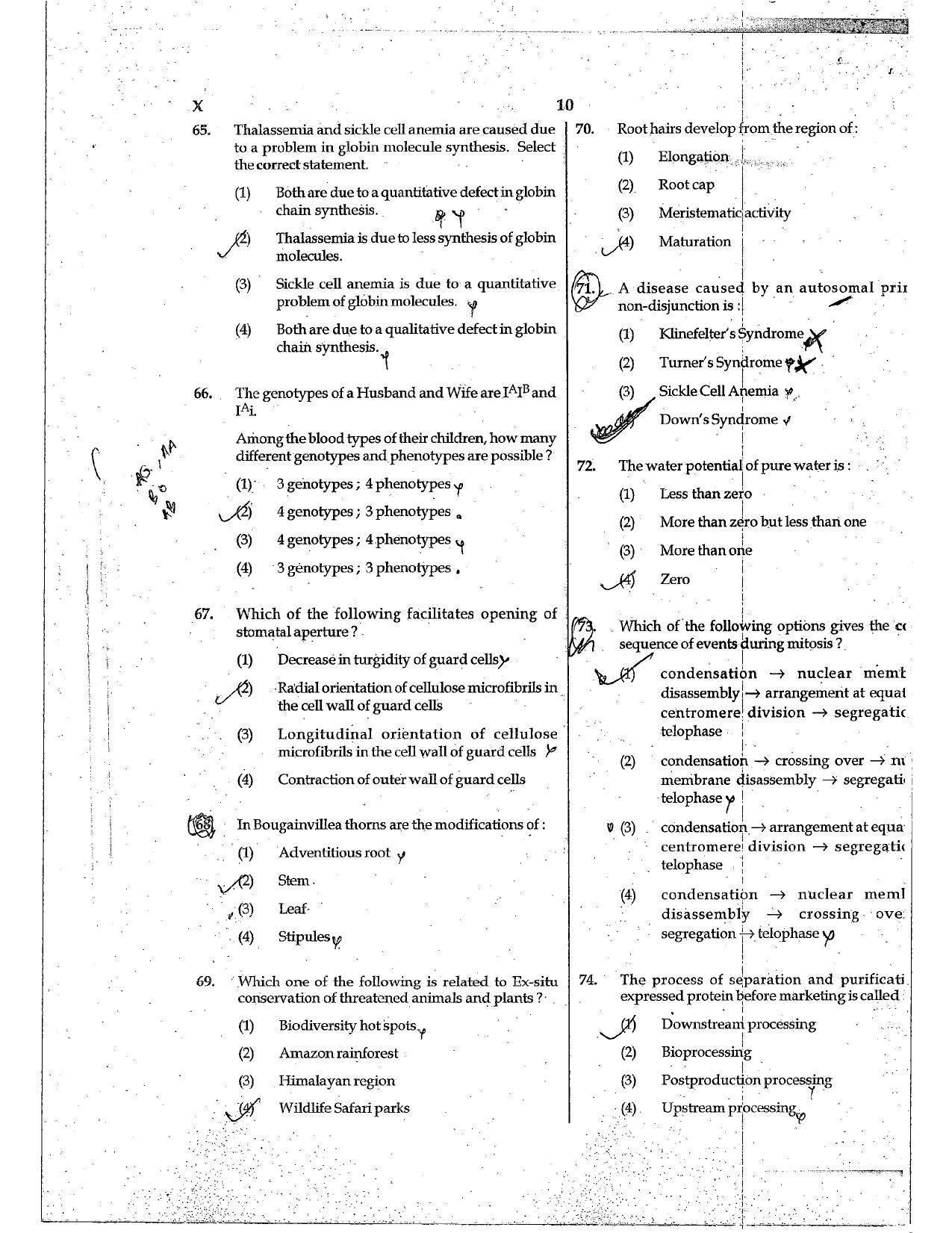 NEET Code X 2017 Question Paper - Page 10