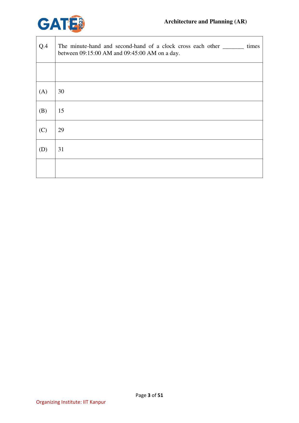 GATE 2023 Architecture and Planning (AR) Question Paper - Page 3