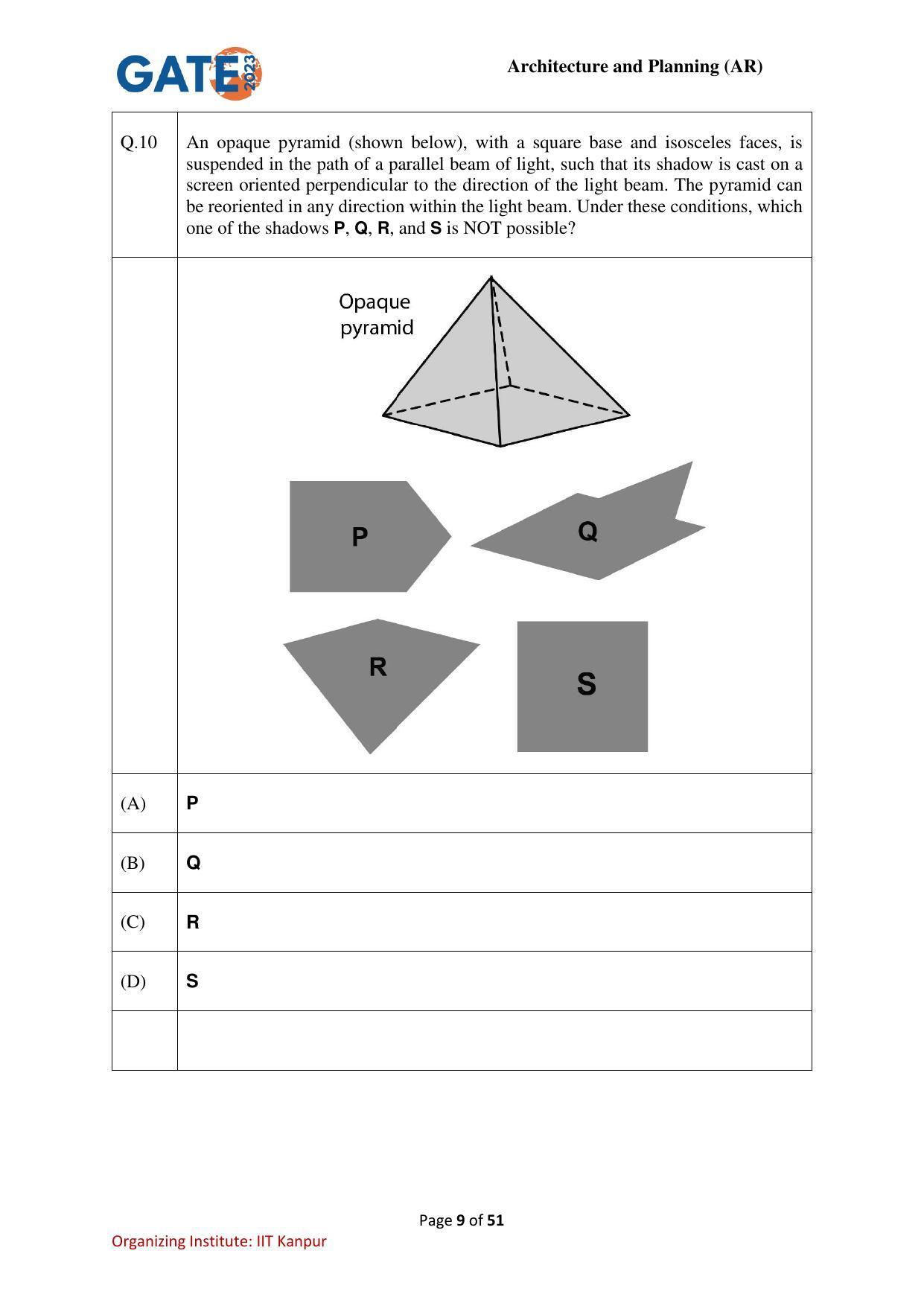 GATE 2023 Architecture and Planning (AR) Question Paper - Page 9