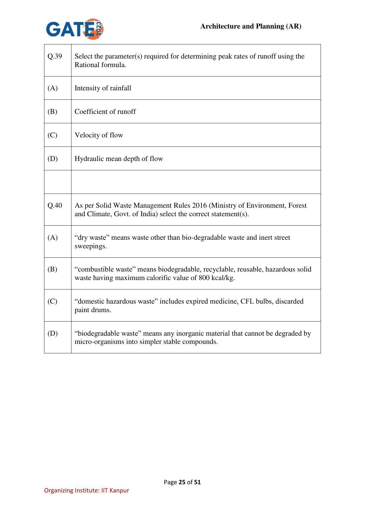 GATE 2023 Architecture and Planning (AR) Question Paper - Page 25