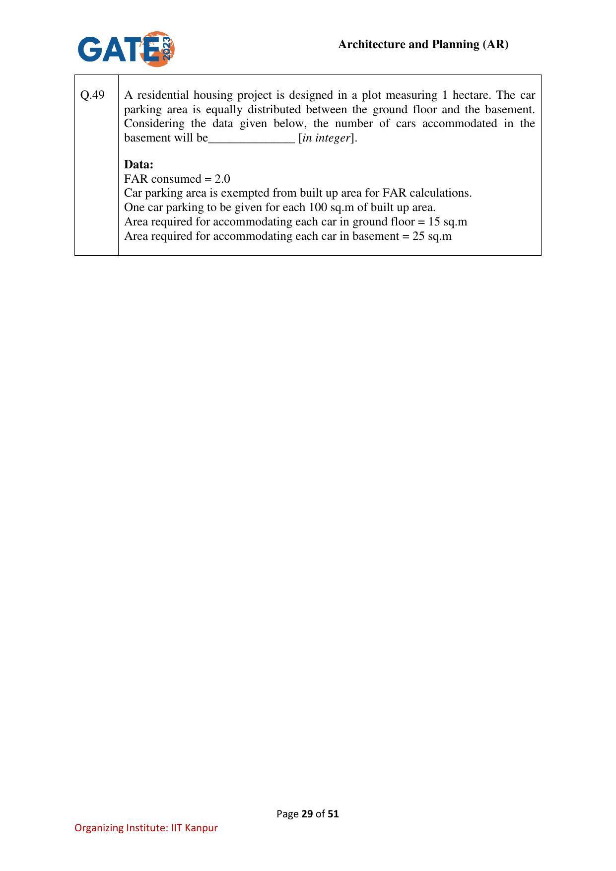 GATE 2023 Architecture and Planning (AR) Question Paper - Page 29