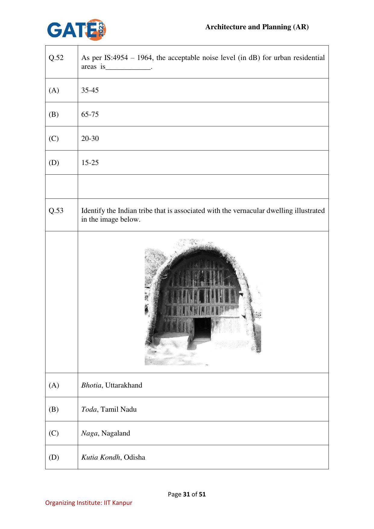 GATE 2023 Architecture and Planning (AR) Question Paper - Page 31