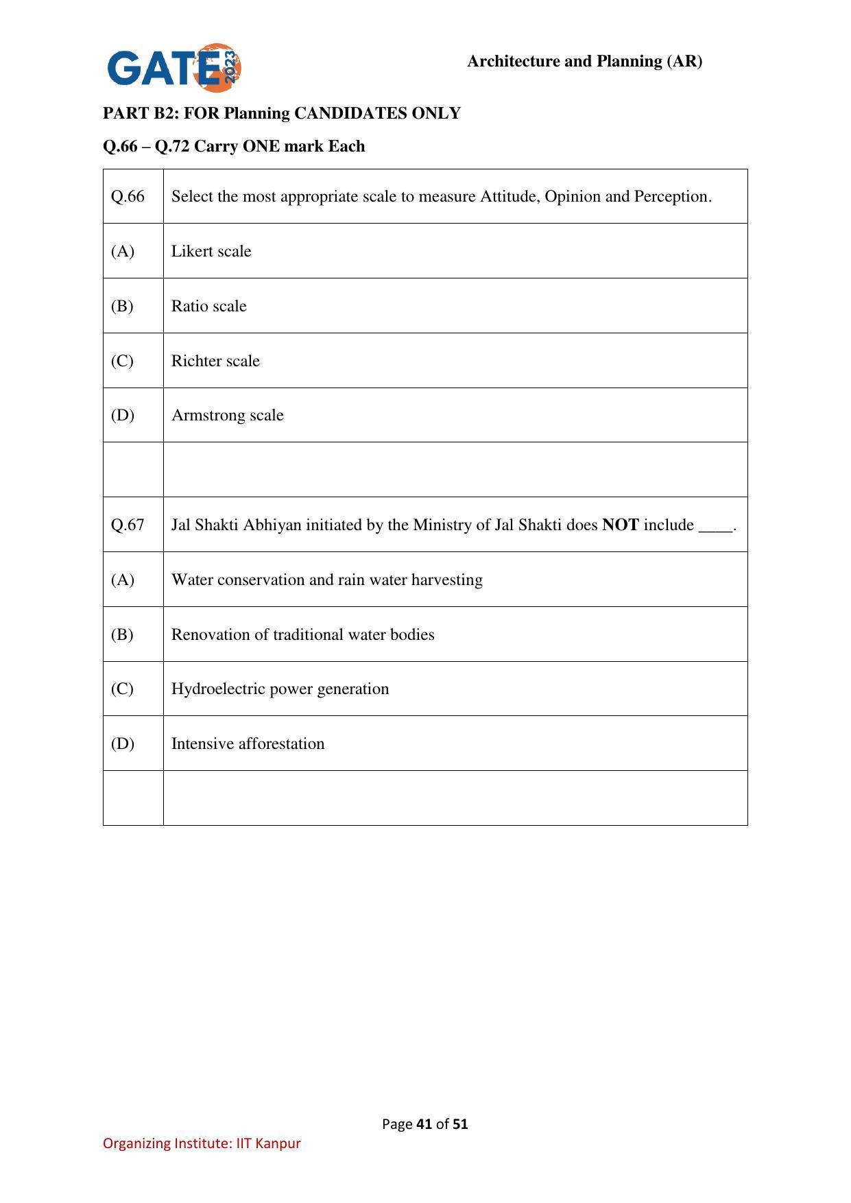 GATE 2023 Architecture and Planning (AR) Question Paper - Page 41