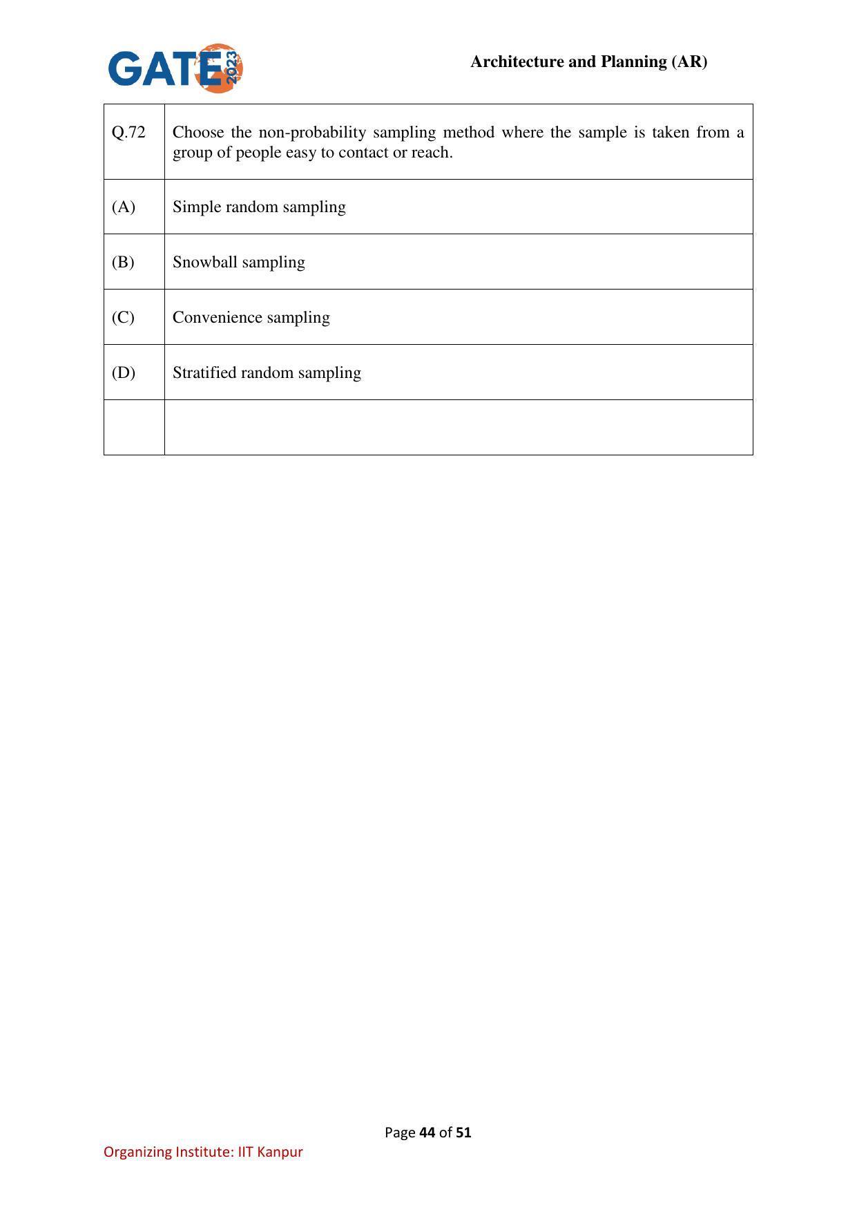 GATE 2023 Architecture and Planning (AR) Question Paper - Page 44