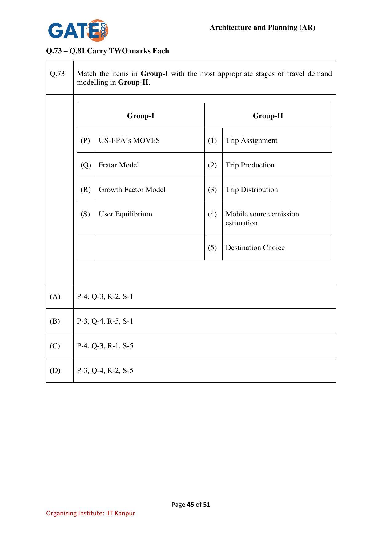GATE 2023 Architecture and Planning (AR) Question Paper - Page 45