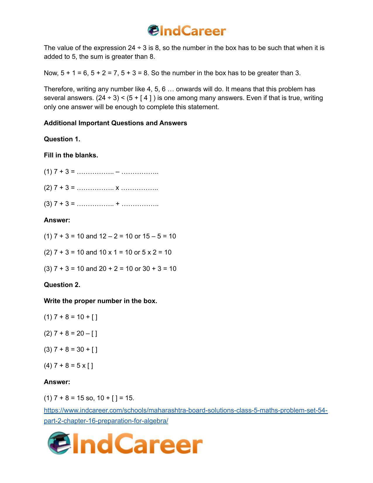 Maharashtra Board Solutions Class 5-Maths (Problem Set 54) - Part 2: Chapter 16- Preparation for Algebra - Page 5