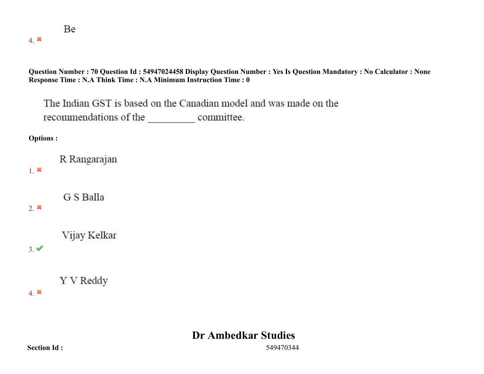 AP RCET 2022: Dr. Ambedkar Studies -  18-10-2022 (Tuesday) Session-I: Question Paper With keys - Page 55