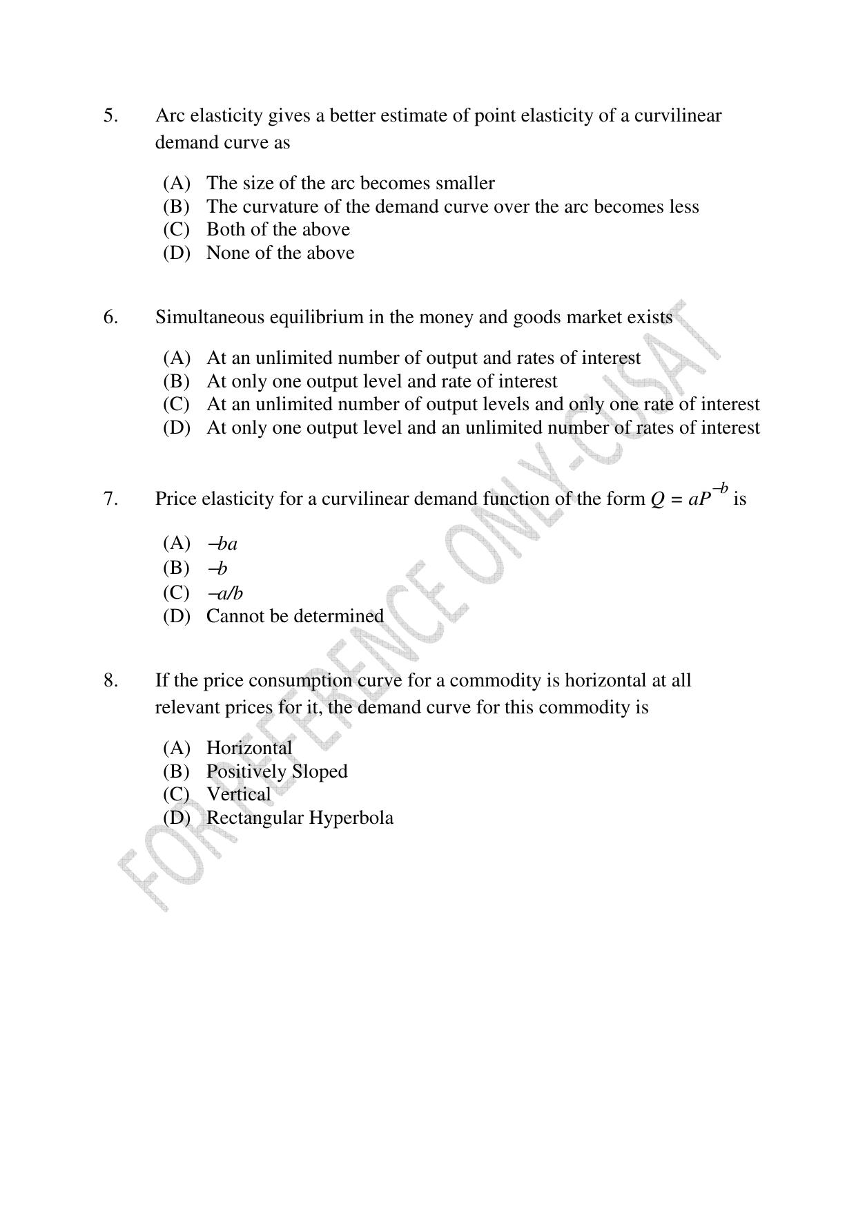 CUSAT CAT 2022 MSc in Econometrics and Financial Technology Question Paper - Page 2