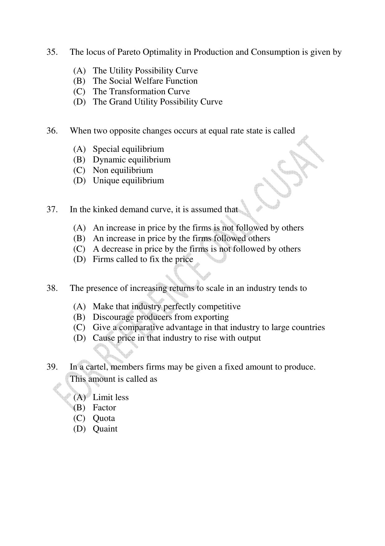 CUSAT CAT 2022 MSc in Econometrics and Financial Technology Question Paper - Page 9