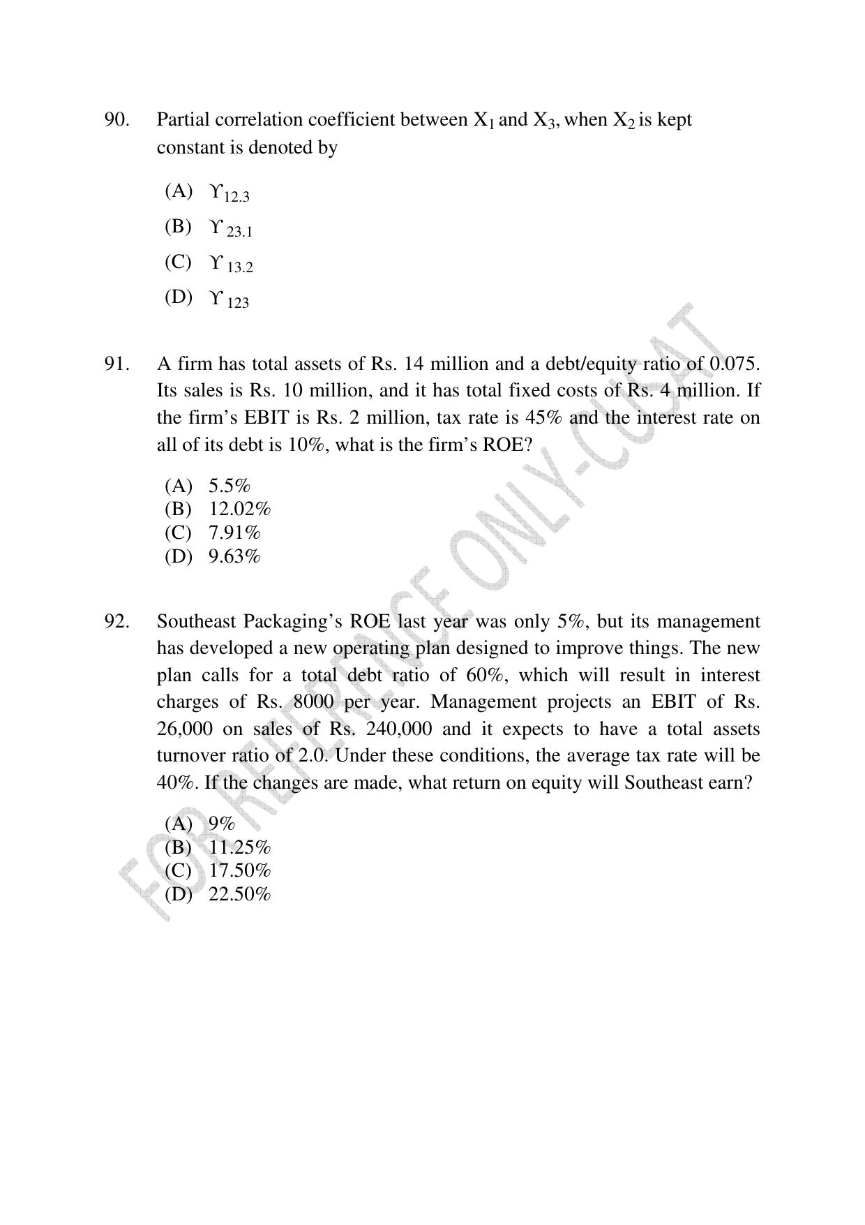 CUSAT CAT 2022 MSc in Econometrics and Financial Technology Question Paper - Page 21