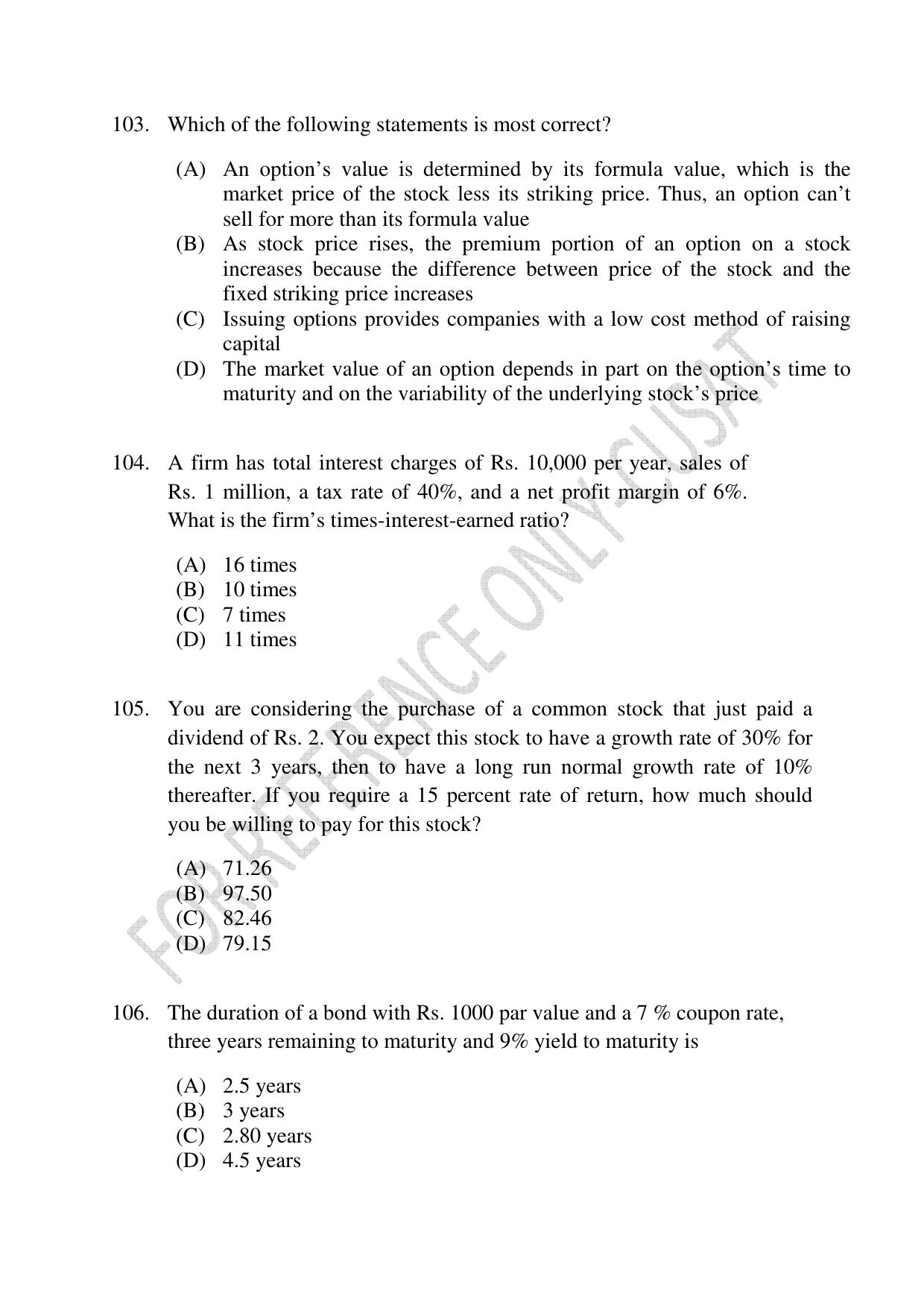 CUSAT CAT 2022 MSc in Econometrics and Financial Technology Question Paper - Page 25